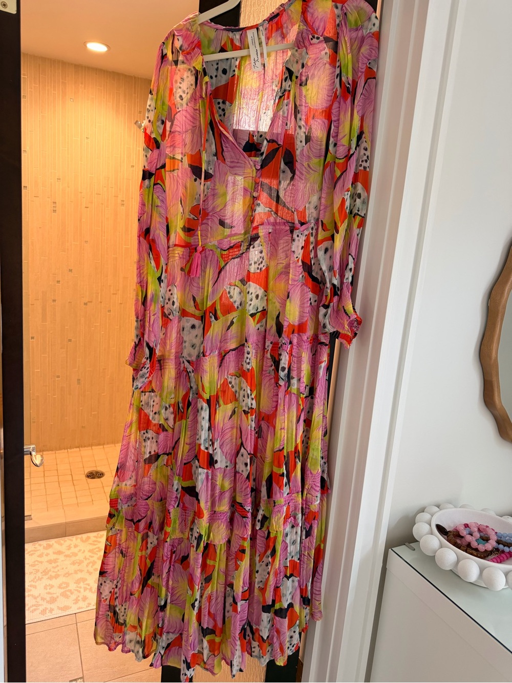 Anthropologie The Marais Printed Chiffon Maxi Dress in Tropical Floral Print